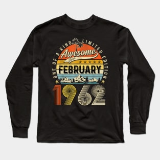 Awesome Since February 1962 Vintage 61st Birthday Long Sleeve T-Shirt